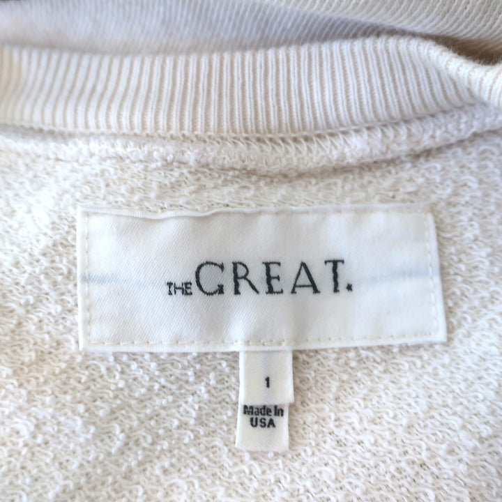 THE GREAT The Slouch Sweatshirt Cream Daisy Stamp Cotton Size 1