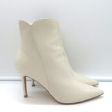 Gianvito Rossi Levy 85 Ankle Boots Cream Leather Size 36.5 Pointed Toe Booties