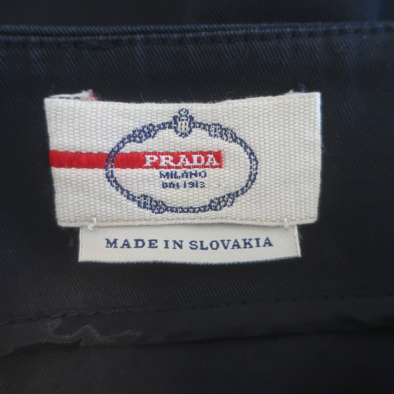 Prada Belted Pencil Skirt Navy Cotton Size 40