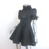 Zimmermann Luminosity Lift Off Flower Mini Dress Black Linen-Silk Size 0P NEW