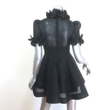 Zimmermann Luminosity Lift Off Flower Mini Dress Black Linen-Silk Size 0P NEW