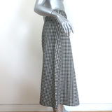 Christian Dior Houndstooth Draped Midi Skirt Black/Cream Silk-Blend Size US 6