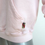 FREECITY Purecolor Pocket Raglan Sweatshirt Light Pink Cotton Size Medium