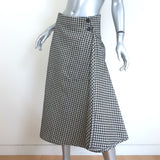 Christian Dior Houndstooth Draped Midi Skirt Black/Cream Silk-Blend Size US 6