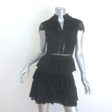 Alice + Olivia Rosetta Tiered Pleated Lace Mini Dress Black Size 0