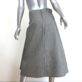 Christian Dior Houndstooth Draped Midi Skirt Black/Cream Silk-Blend Size US 6