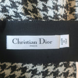 Christian Dior Houndstooth Draped Midi Skirt Black/Cream Silk-Blend Size US 6