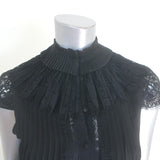 Alice + Olivia Rosetta Tiered Pleated Lace Mini Dress Black Size 0
