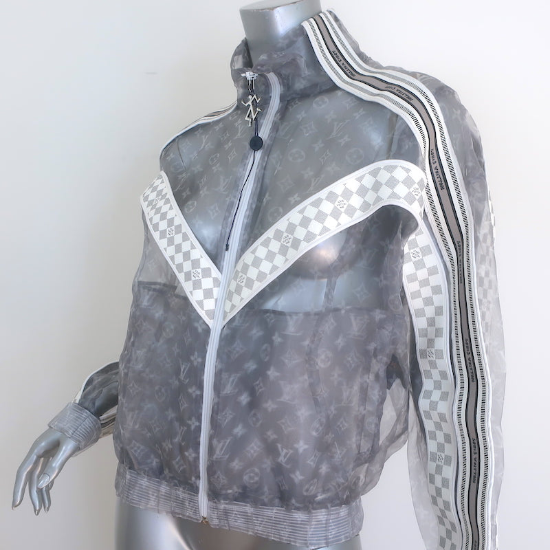 Louis Vuitton Monogram Organza Track Jacket Gray Size Small Unisex NEW
