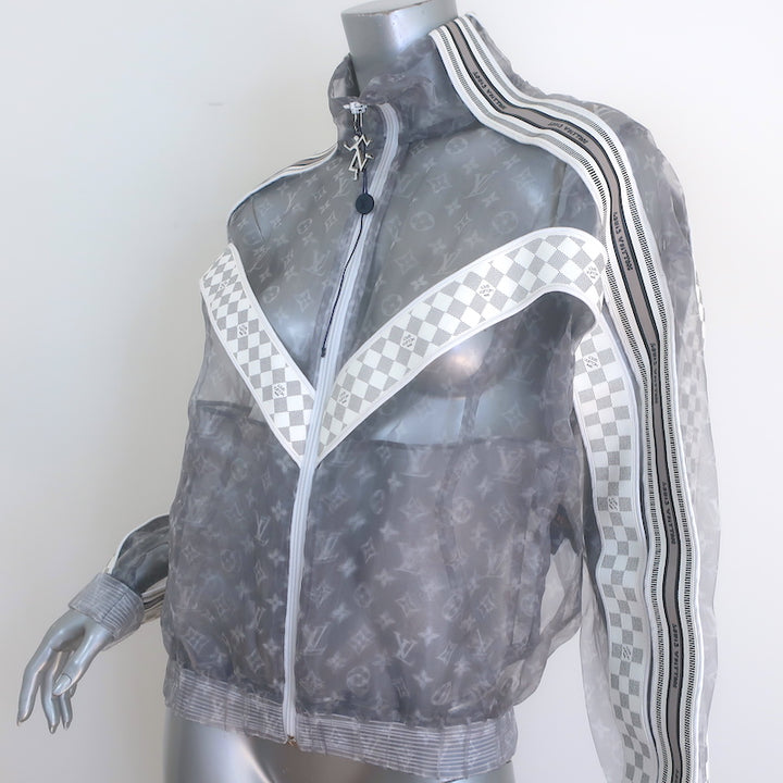 Louis Vuitton Monogram Organza Track Jacket Gray Size Small Unisex NEW