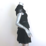 Alice + Olivia Rosetta Tiered Pleated Lace Mini Dress Black Size 0