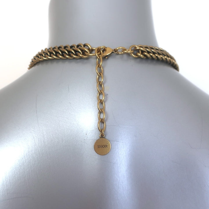 Christian Dior Crystal Pave 30 Montaigne Choker Necklace Aged Gold Plated