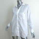 Frank & Eileen Joedy Shirt White Crinkle Cotton Size Medium Long Sleeve Top