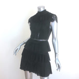 Alice + Olivia Rosetta Tiered Pleated Lace Mini Dress Black Size 0