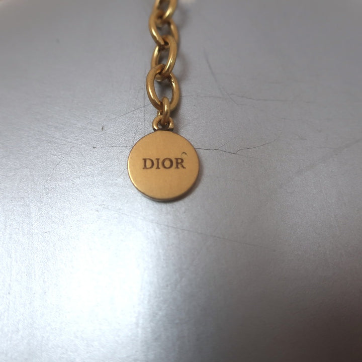 Christian Dior Crystal Pave 30 Montaigne Choker Necklace Aged Gold Plated