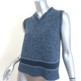 Christian Dior Intarsia Knit Sweater Vest Blue Wool-Cashmere Size US 6