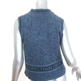 Christian Dior Intarsia Knit Sweater Vest Blue Wool-Cashmere Size US 6