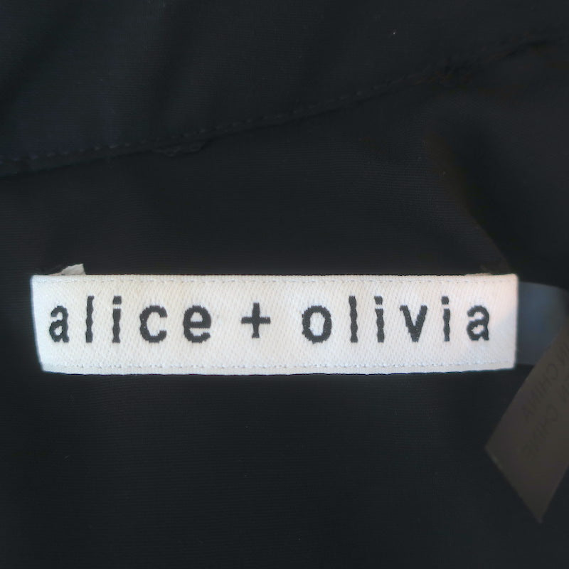 Alice + Olivia Rosetta Tiered Pleated Lace Mini Dress Black Size 0