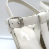Saint Laurent Tribute Platform Espadrille Wedge Sandals White Leather Size 35.5