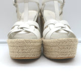 Saint Laurent Tribute Platform Espadrille Wedge Sandals White Leather Size 35.5