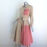 JW Anderson Belted Colorblock Shirt Dress Beige & Pink Cotton Size US 8 NEW