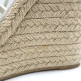 Saint Laurent Tribute Platform Espadrille Wedge Sandals White Leather Size 35.5