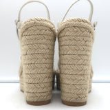 Saint Laurent Tribute Platform Espadrille Wedge Sandals White Leather Size 35.5