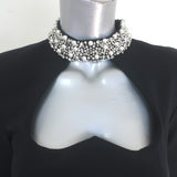 BCBGMAXAZRIA Crystal & Pearl-Embellished Cutout Mini Dress Black Size 2 NEW