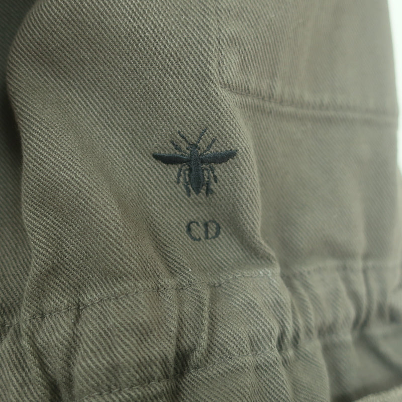 Christian Dior Short Sleeve Military Jacket Army Green Stretch Cotton Size US 6