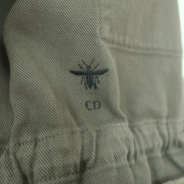Christian Dior Short Sleeve Military Jacket Army Green Stretch Cotton Size US 6