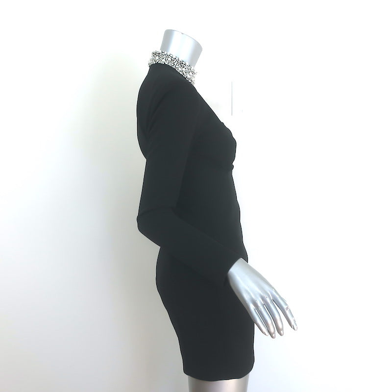 BCBGMAXAZRIA Crystal &amp; Pearl-Embellished Cutout Mini Dress Black Size 2 NEW