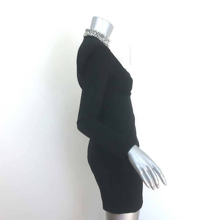 BCBGMAXAZRIA Crystal &amp; Pearl-Embellished Cutout Mini Dress Black Size 2 NEW