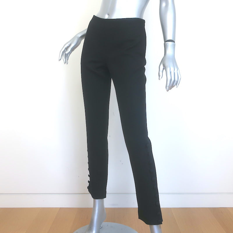 The Row Blaire Side-Button Cropped Pants Black Stretch Wool Size 2