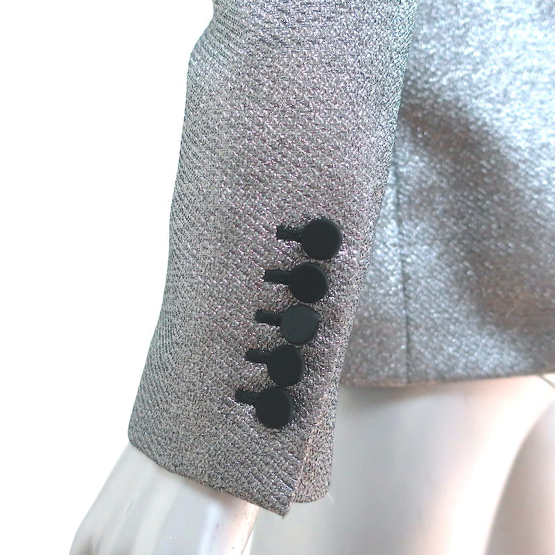 Saint Laurent Metallic Blazer Silver Size 40 One-Button Jacket