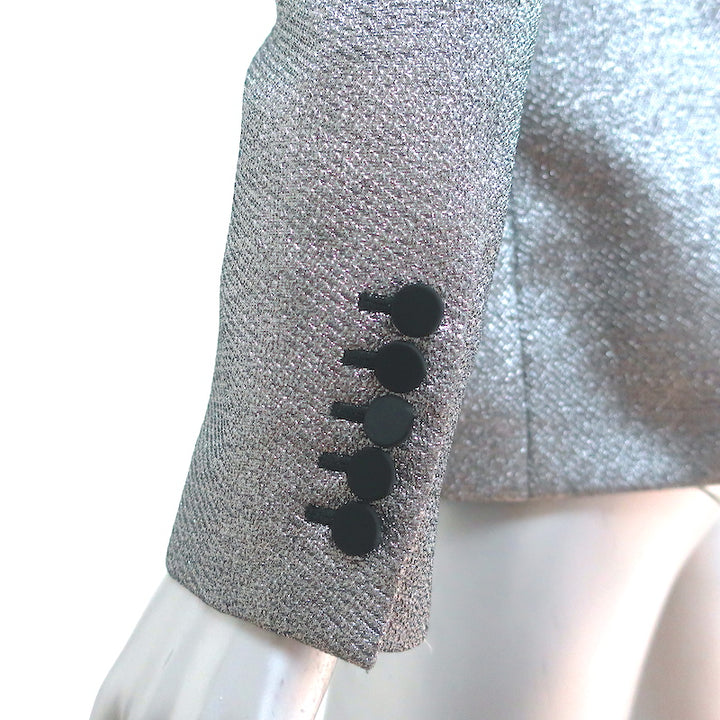 Saint Laurent Metallic Blazer Silver Size 40 One-Button Jacket