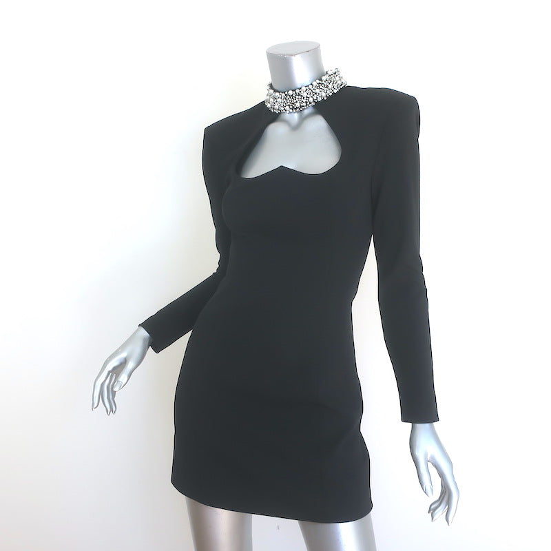 BCBGMAXAZRIA Crystal &amp; Pearl-Embellished Cutout Mini Dress Black Size 2 NEW