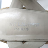 Saint Laurent Tribute Platform Espadrille Wedge Sandals White Leather Size 35.5