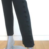 The Row Blaire Side-Button Cropped Pants Black Stretch Wool Size 2