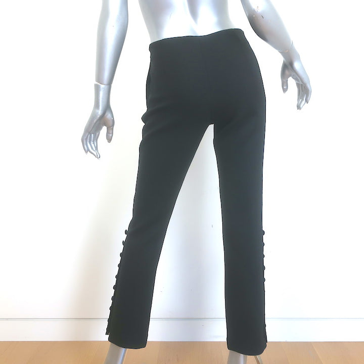 The Row Blaire Side-Button Cropped Pants Black Stretch Wool Size 2