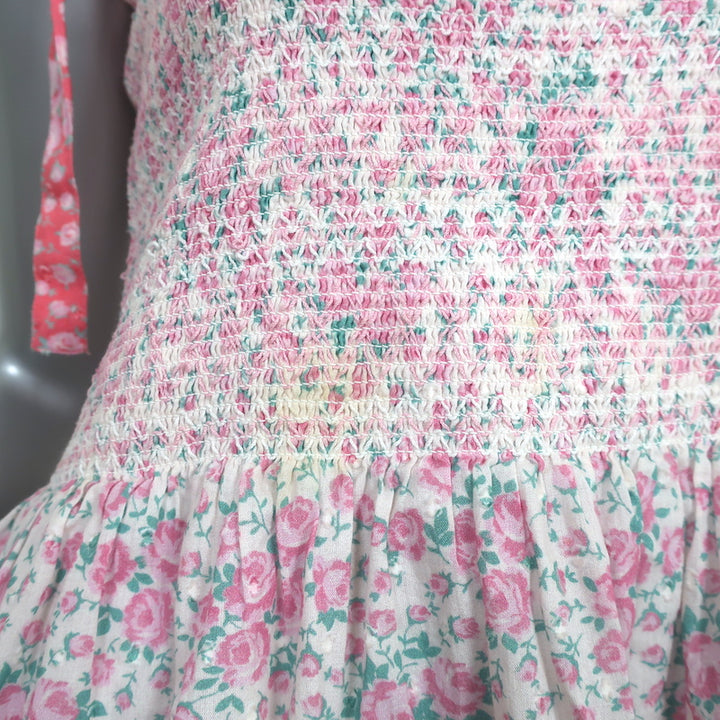 LoveShackFancy Tiered Maxi Dress Caressa White/Pink Floral Print Size Medium