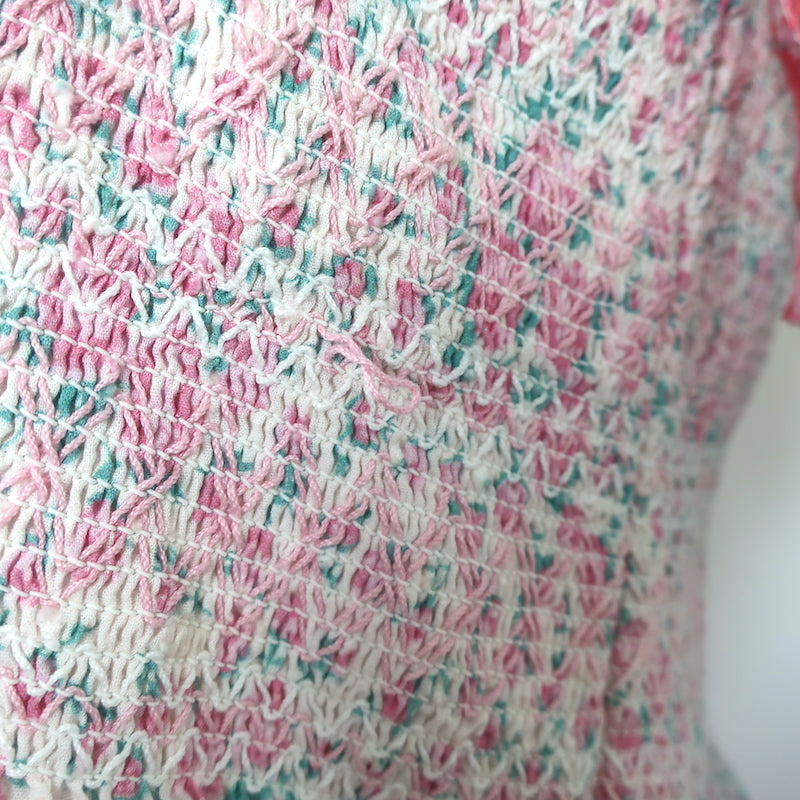 LoveShackFancy Tiered Maxi Dress Caressa White/Pink Floral Print Size Medium