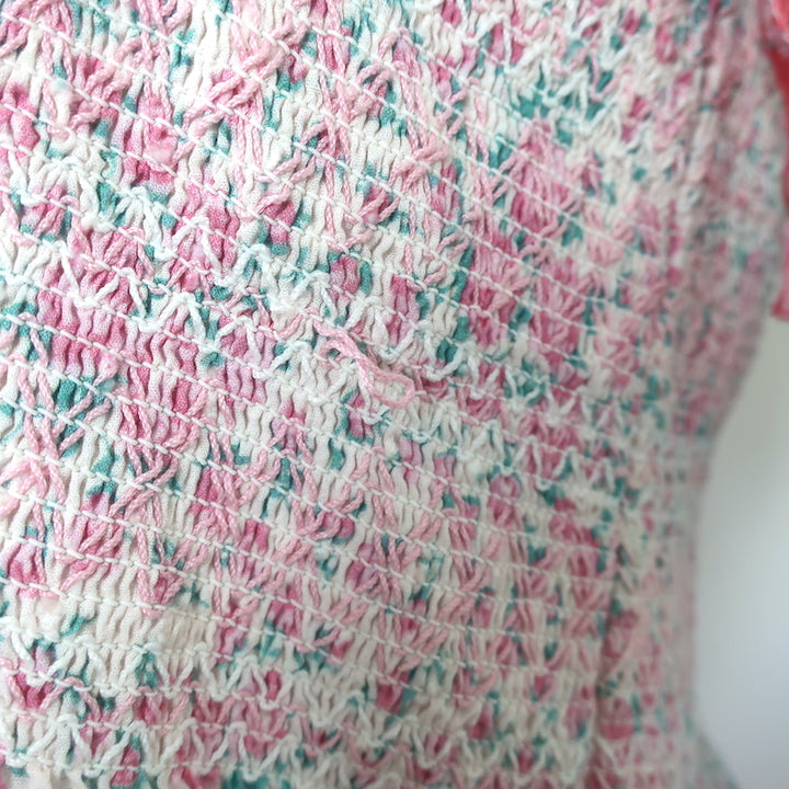 LoveShackFancy Tiered Maxi Dress Caressa White/Pink Floral Print Size Medium