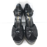 Saint Laurent Candy Double Knot Studded Platform Sandals Black Leather Size 35.5