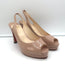 Christian Louboutin Slingback Sandals Nude Patent Leather Size 39 Peep Toe Heels