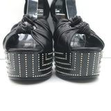 Saint Laurent Candy Double Knot Studded Platform Sandals Black Leather Size 35.5