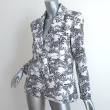 L'Agence Kenzie Double Breasted Blazer White/Gray Safari Scenic Print Size 8