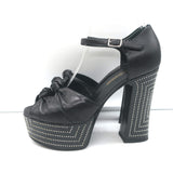 Saint Laurent Candy Double Knot Studded Platform Sandals Black Leather Size 35.5