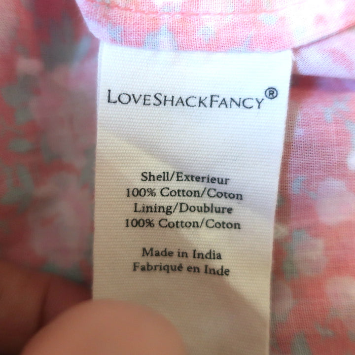 LoveShackFancy Tiered Maxi Dress Caressa White/Pink Floral Print Size Medium
