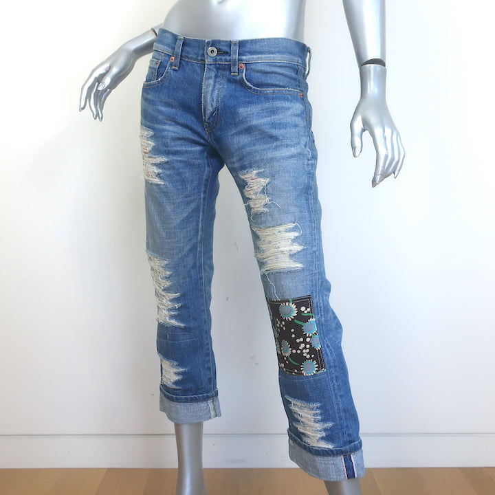 Junya Watanabe Comme des Garcons Patchwork Distressed Jeans Blue
