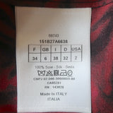 Christian Dior Rose Print Chiffon Blouse Red Silk Size US 2 Button Down Shirt